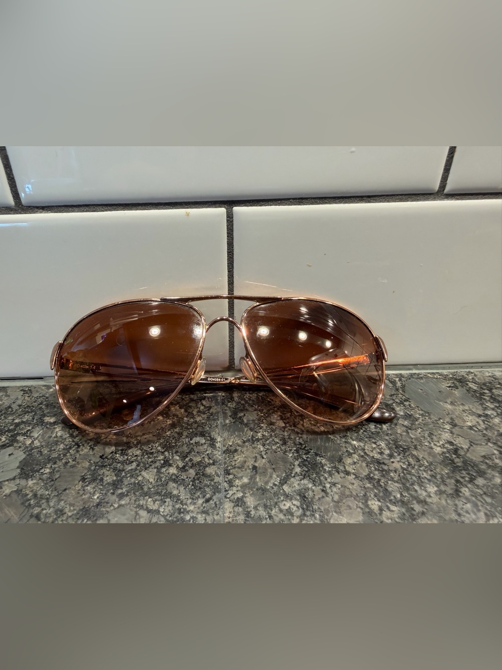 Oakley Brown Gradient Lens Gold Frame Aviator Sunglasses - Picture 10 of 11